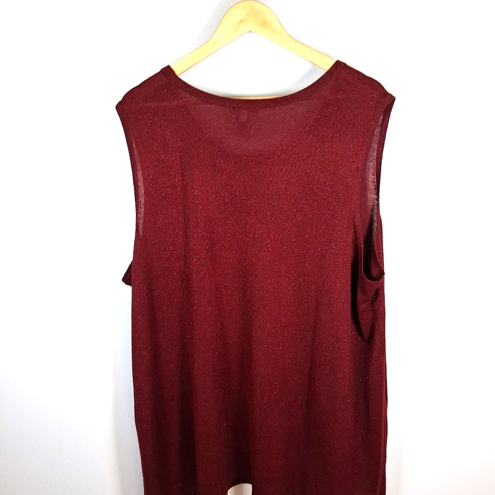 Catherines Red Sparkle Sleeveless Tank Plus Sz 3X Holiday Event Gala Party New - Picture 7 of 9